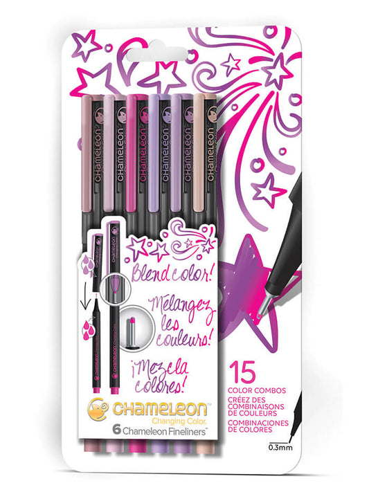 Chameleon Fineliner 6-Pen Floral verpakking voorkant