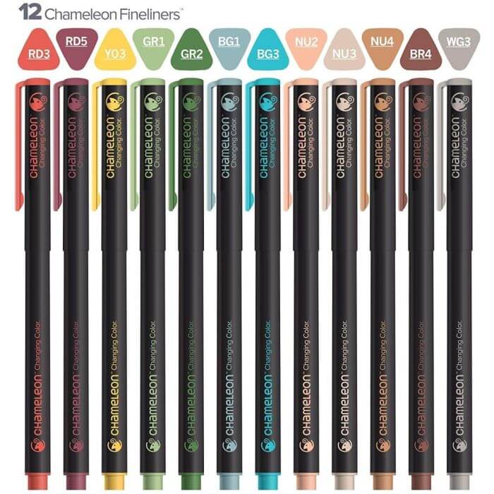 Chameleon Fineliner 12-Pen Design inhoud