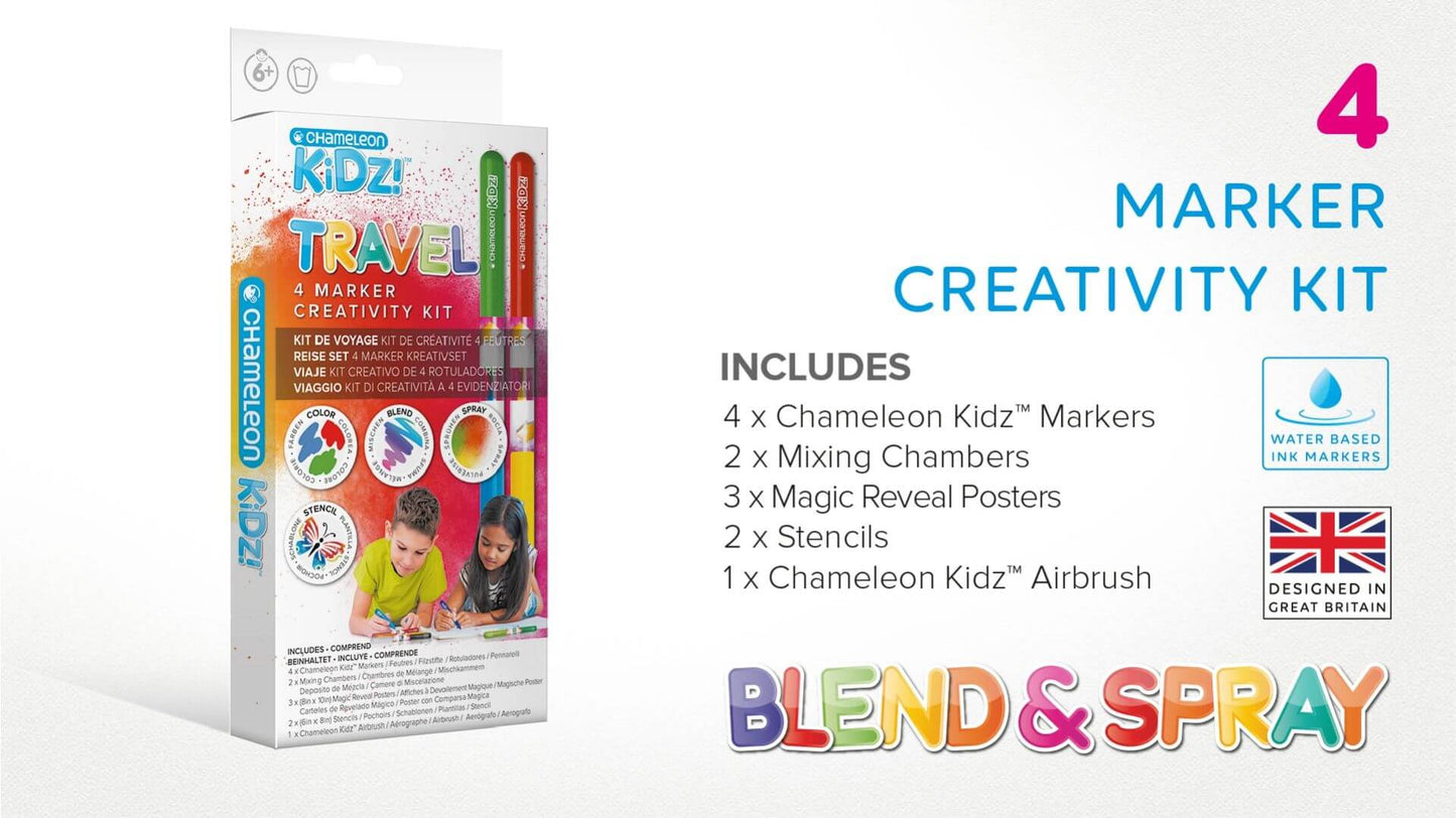 Chameleon Kidz Travel 4 Color Creativity Kit inhoud