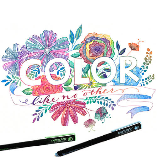 "Color like no other' handlettering met Chameleon Fineliners