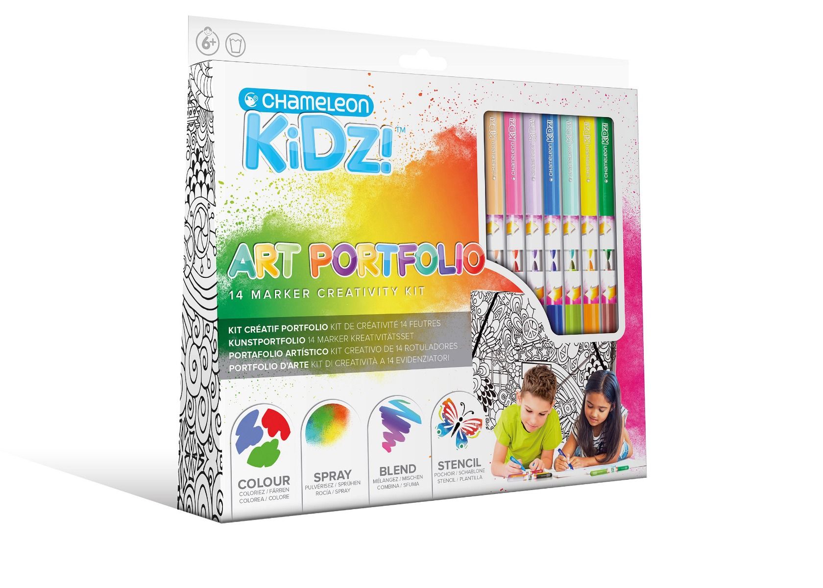 Chameleon Kidz Portfolio 14 Color Creativity Kit verpakking voorkant